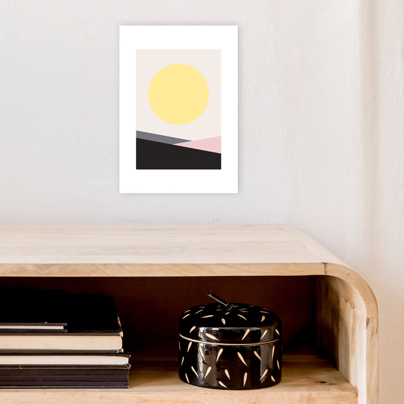 Mila Pink Big Sun N7  Art Print by Pixy Paper A4 Black Frame