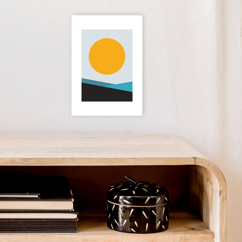 Mita Teal Big Sun N6  Art Print by Pixy Paper A4 Black Frame