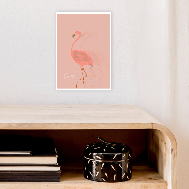 Flamingo Shadow Art Print by Pixy Paper A4 Black Frame