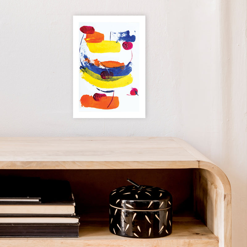 Bright Yellow Blue And Red Paint Strokes  Art Print by Pixy Paper A4 Black Frame