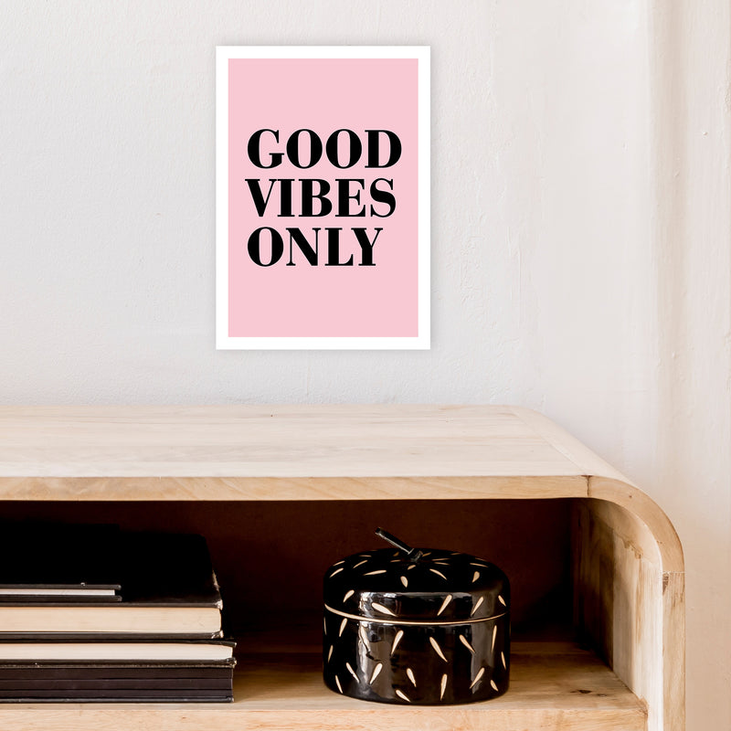 Good Vibes Only Neon Funk  Art Print by Pixy Paper A4 Black Frame