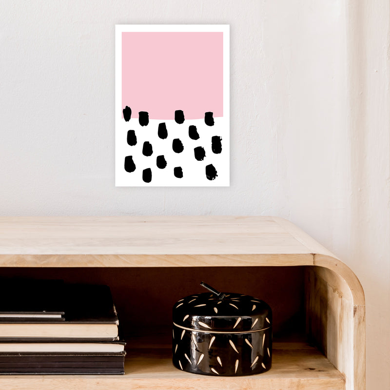 Pink Polka Neon Funk  Art Print by Pixy Paper A4 Black Frame