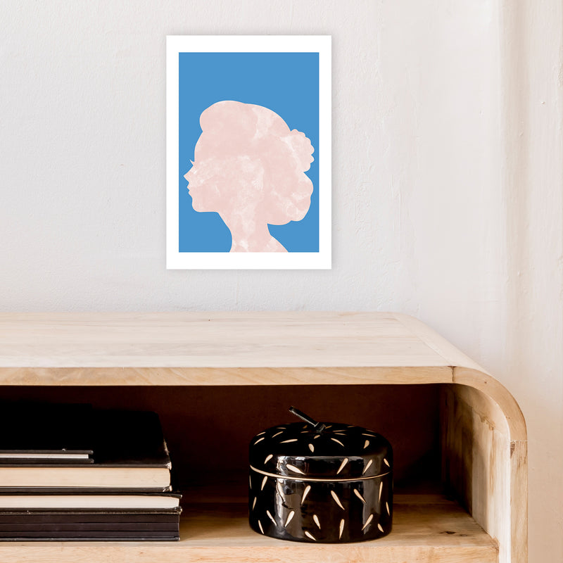 Marble Head Blue  Art Print by Pixy Paper A4 Black Frame