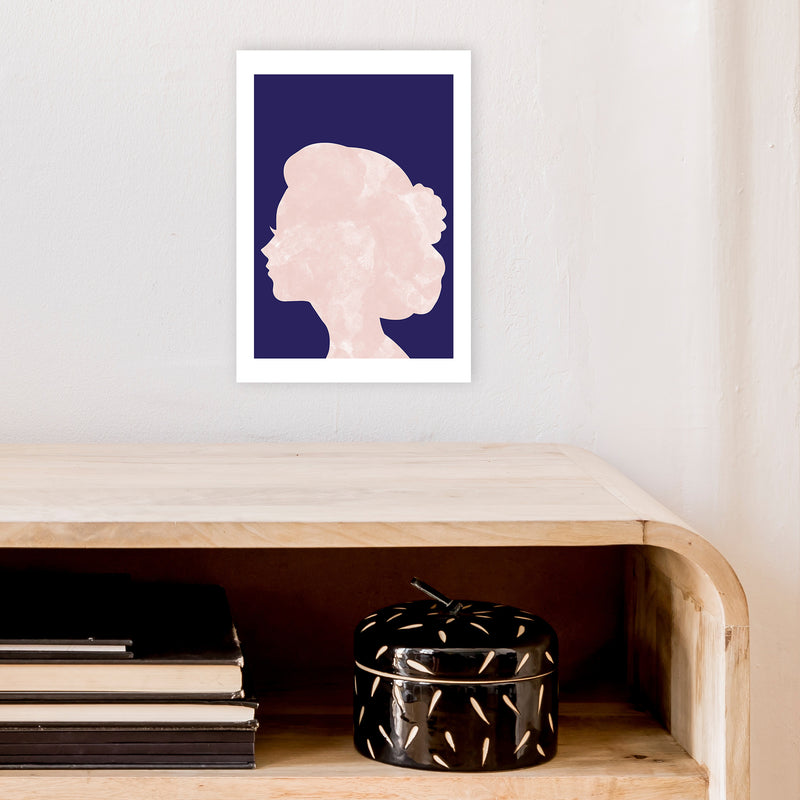 Marble Head Navy  Art Print by Pixy Paper A4 Black Frame