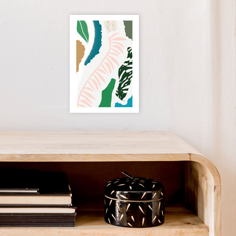 Pink Leaf Jungle Abstract  Art Print by Pixy Paper A4 Black Frame