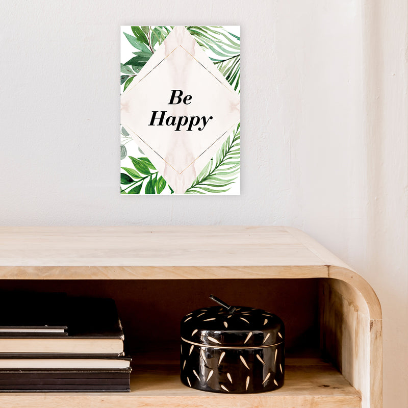Be Happy Exotic  Art Print by Pixy Paper A4 Black Frame