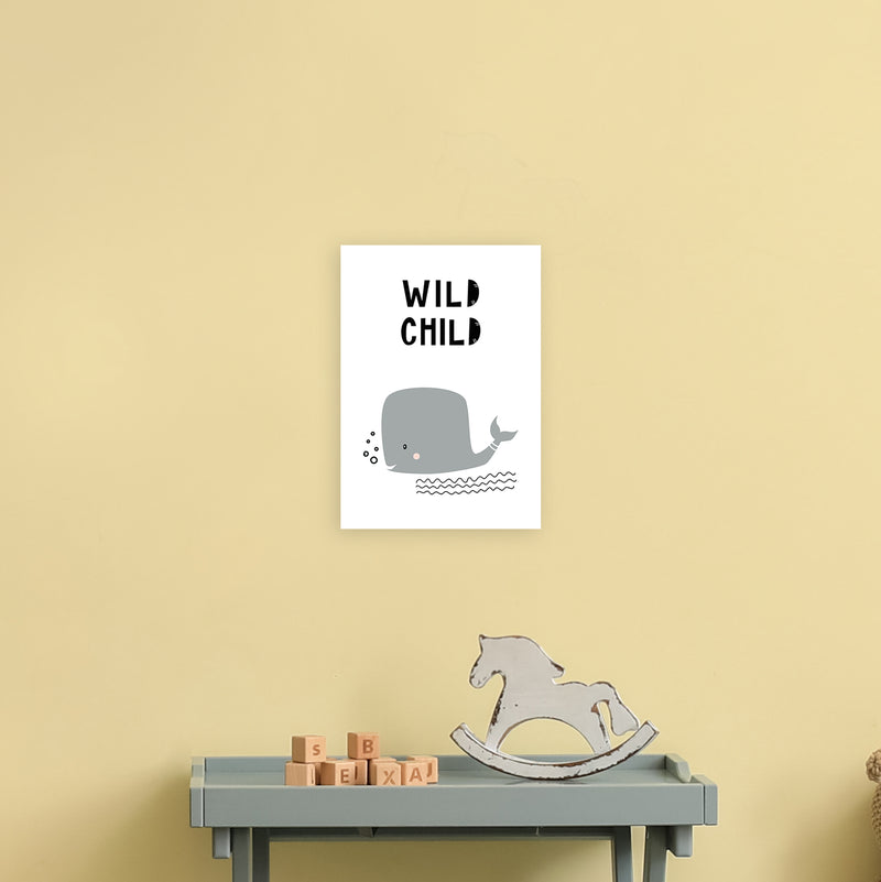 Wild Child Whale Animal  Art Print by Pixy Paper A4 Black Frame