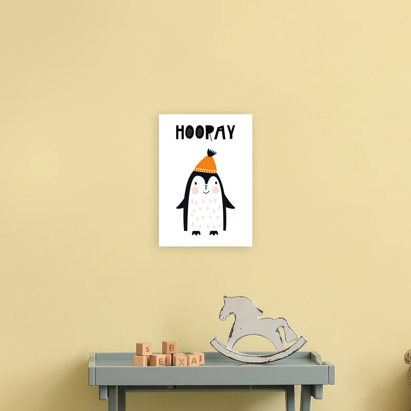 Hooray Penguin Animal  Art Print by Pixy Paper A4 Black Frame