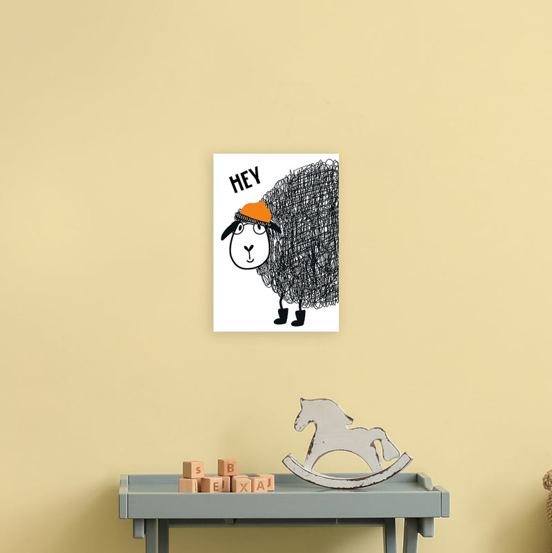 Hey Sheep Animal  Art Print by Pixy Paper A4 Black Frame
