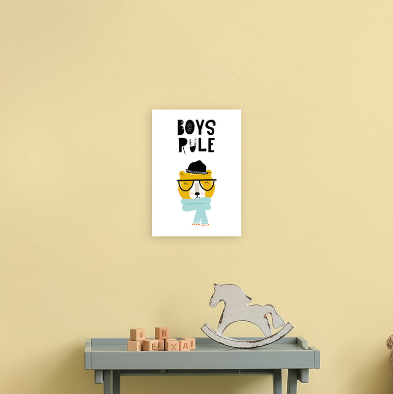 Boys Rule Animal  Art Print by Pixy Paper A4 Black Frame