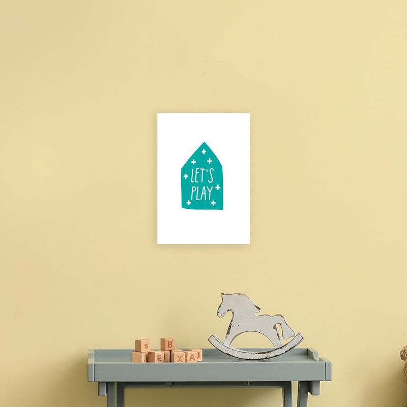 Let'S Play House Teal Super Scandi  Art Print by Pixy Paper A4 Black Frame