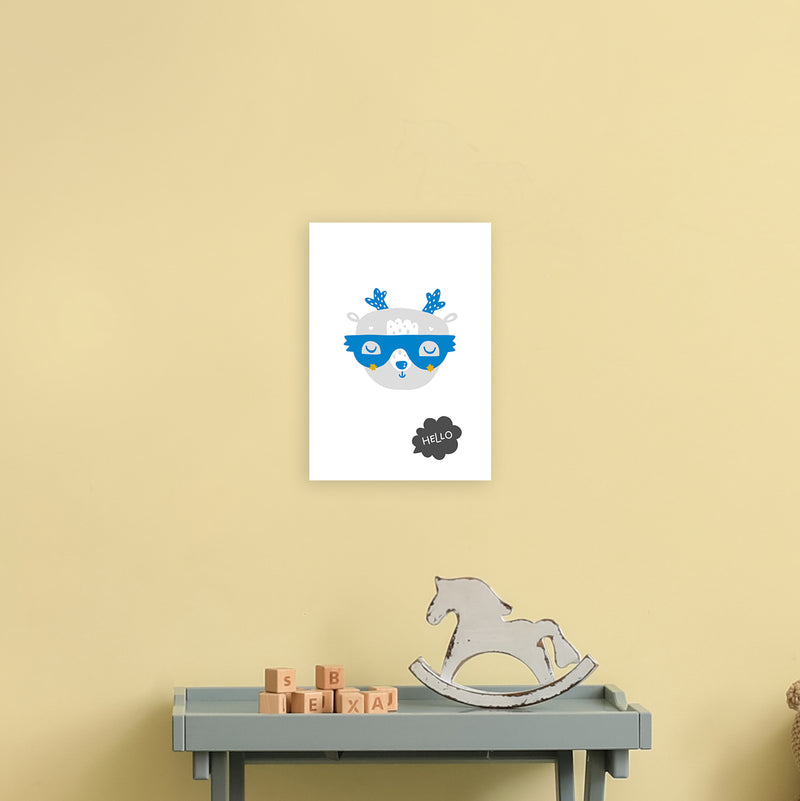 Hello Animal Blue Super Scandi  Art Print by Pixy Paper A4 Black Frame