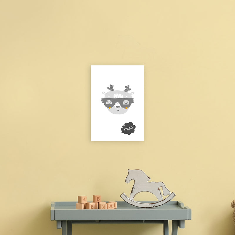 Hello Animal Super Scandi Grey  Art Print by Pixy Paper A4 Black Frame