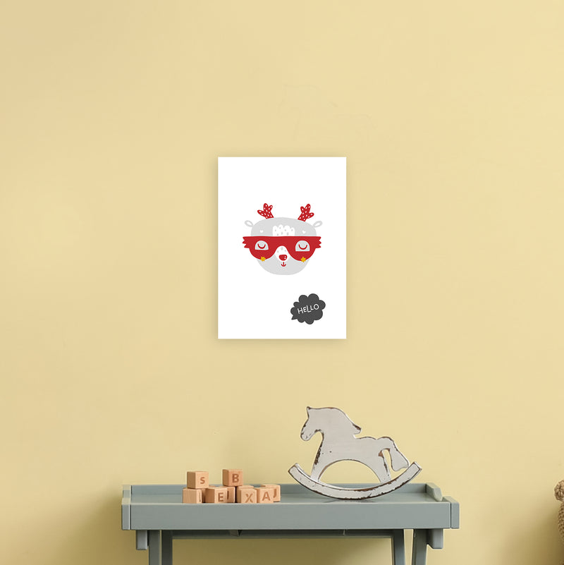 Hello Animal Red Super Scandi  Art Print by Pixy Paper A4 Black Frame