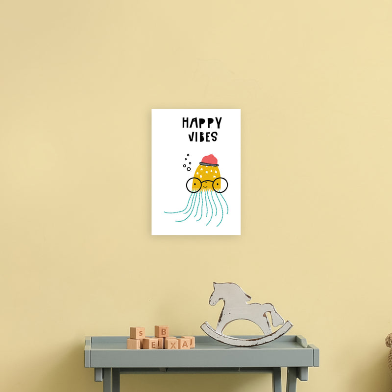 Happy Vibes Animal Pop  Art Print by Pixy Paper A4 Black Frame