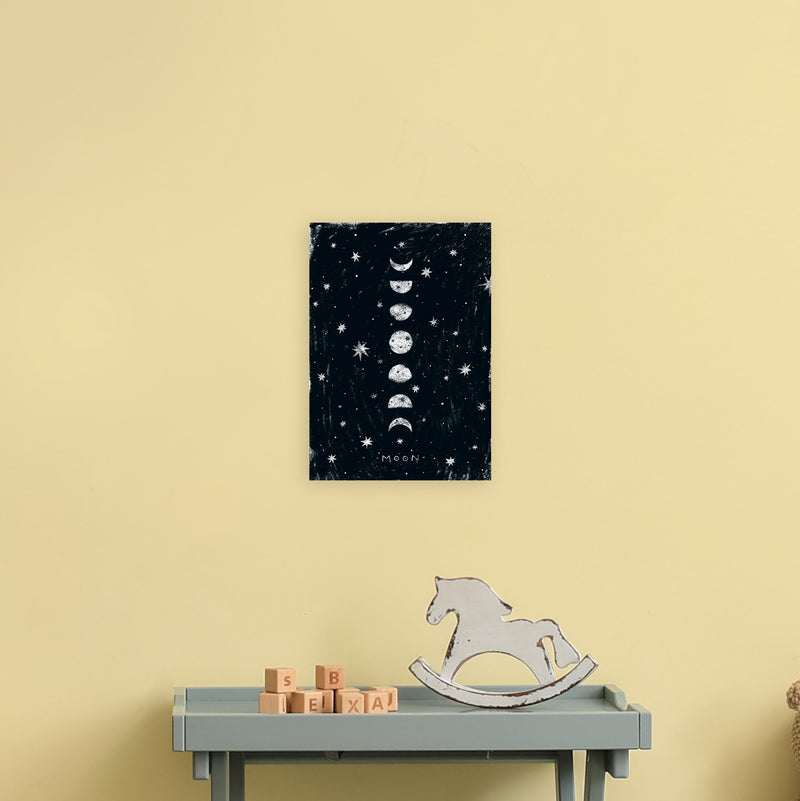 Phases Of The Moon  Art Print by Pixy Paper A4 Black Frame