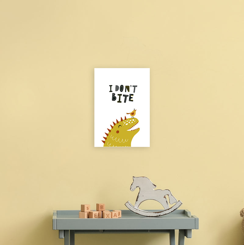 I Don'T Bite Dino  Art Print by Pixy Paper A4 Black Frame