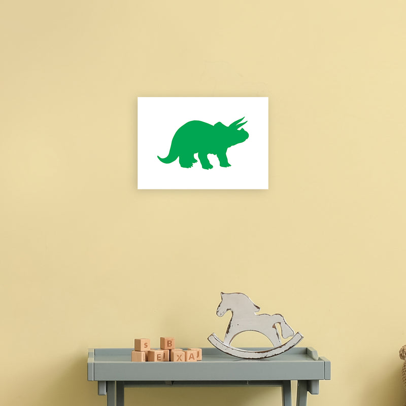 Triceratops Green  Art Print by Pixy Paper A4 Black Frame