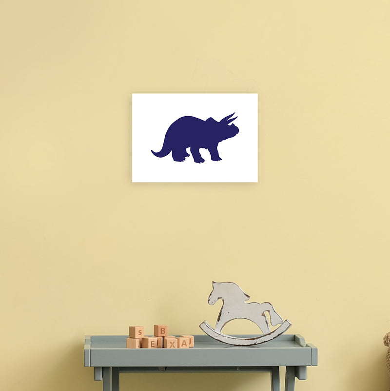 Triceratops Navy  Art Print by Pixy Paper A4 Black Frame