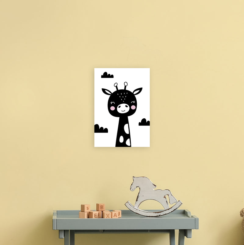 Giraffe Black  Art Print by Pixy Paper A4 Black Frame