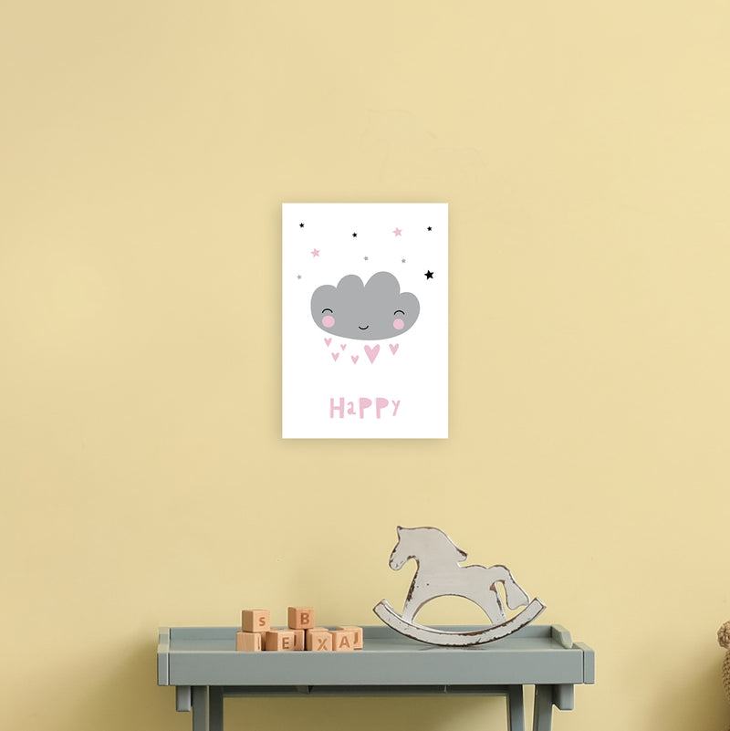 Happy Cloud  Art Print by Pixy Paper A4 Black Frame