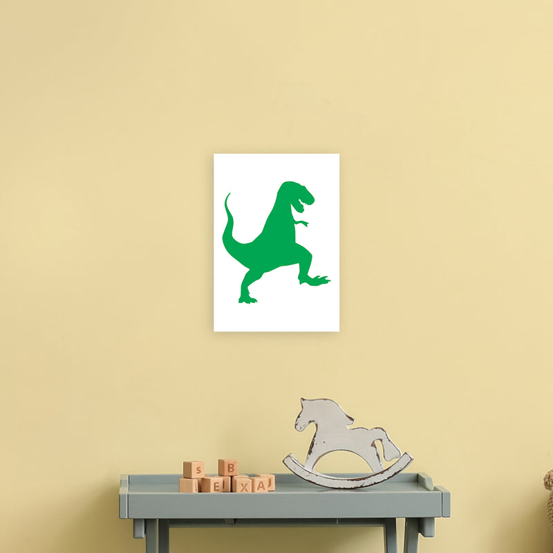 T-Rex Green  Art Print by Pixy Paper A4 Black Frame
