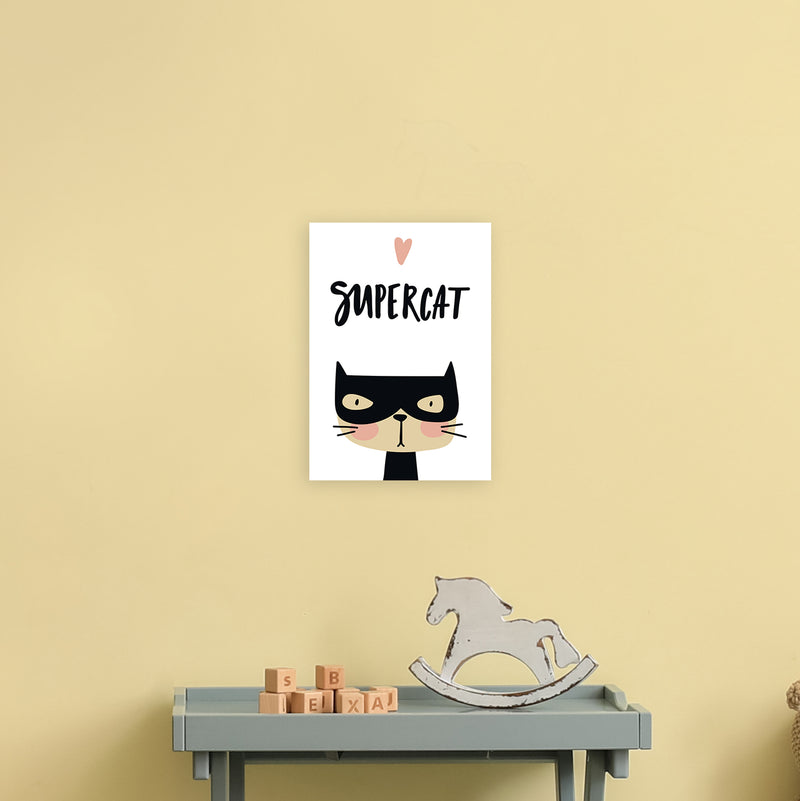 Supercat  Art Print by Pixy Paper A4 Black Frame