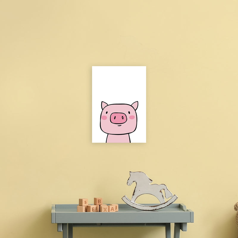 Pig  Art Print by Pixy Paper A4 Black Frame