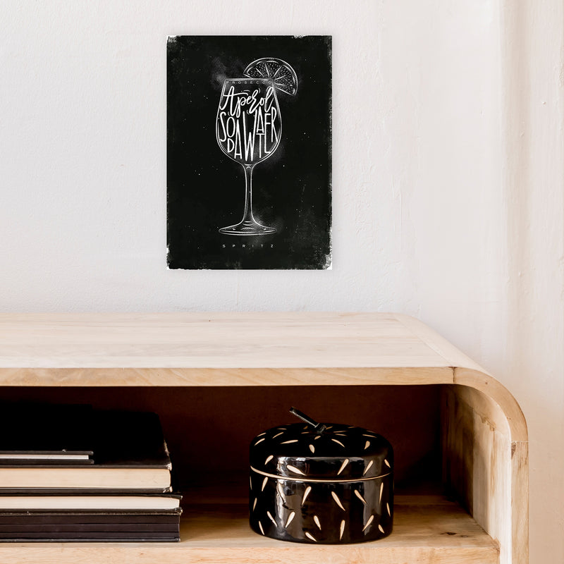Prosecco Spritz Cocktail Black  Art Print by Pixy Paper A4 Black Frame