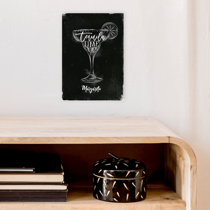 Margarita Cocktail Black  Art Print by Pixy Paper A4 Black Frame