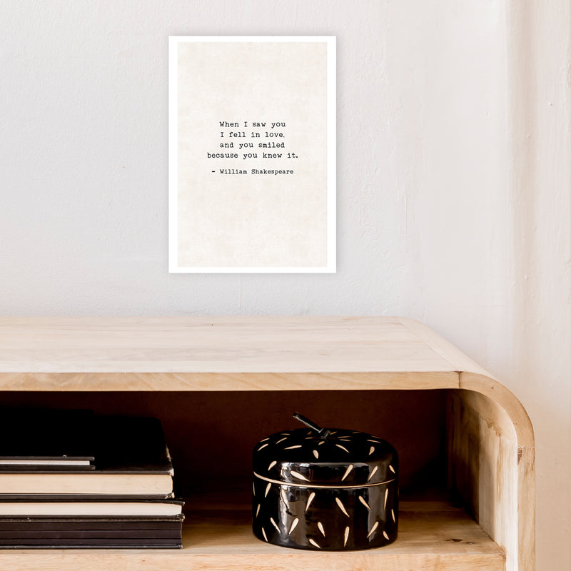 When I Saw You - Shakespeare  Art Print by Pixy Paper A4 Black Frame