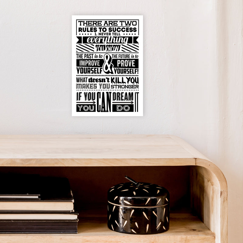 Rules To Success Vintage  Art Print by Pixy Paper A4 Black Frame