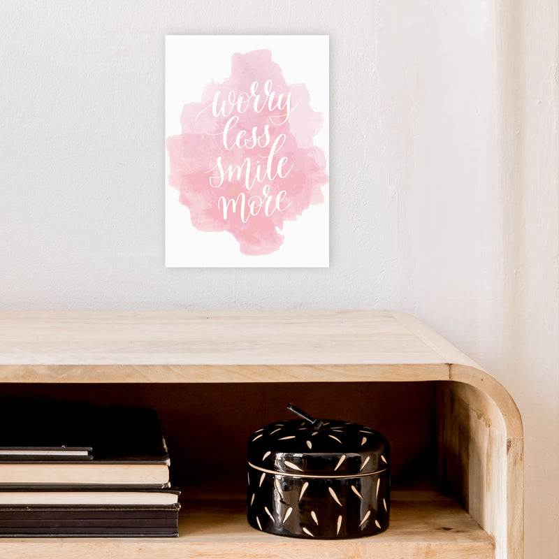 Worry Less Smile More  Art Print by Pixy Paper A4 Black Frame