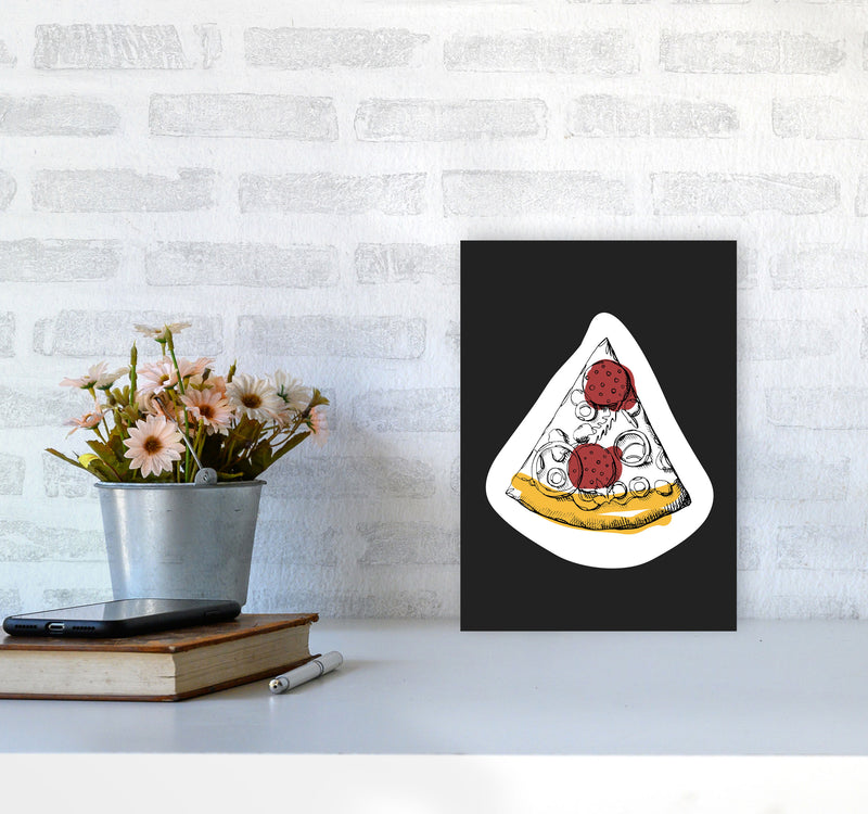 Kitchen Pop Pizza Off Black Art Print by Pixy Paper A4 Black Frame
