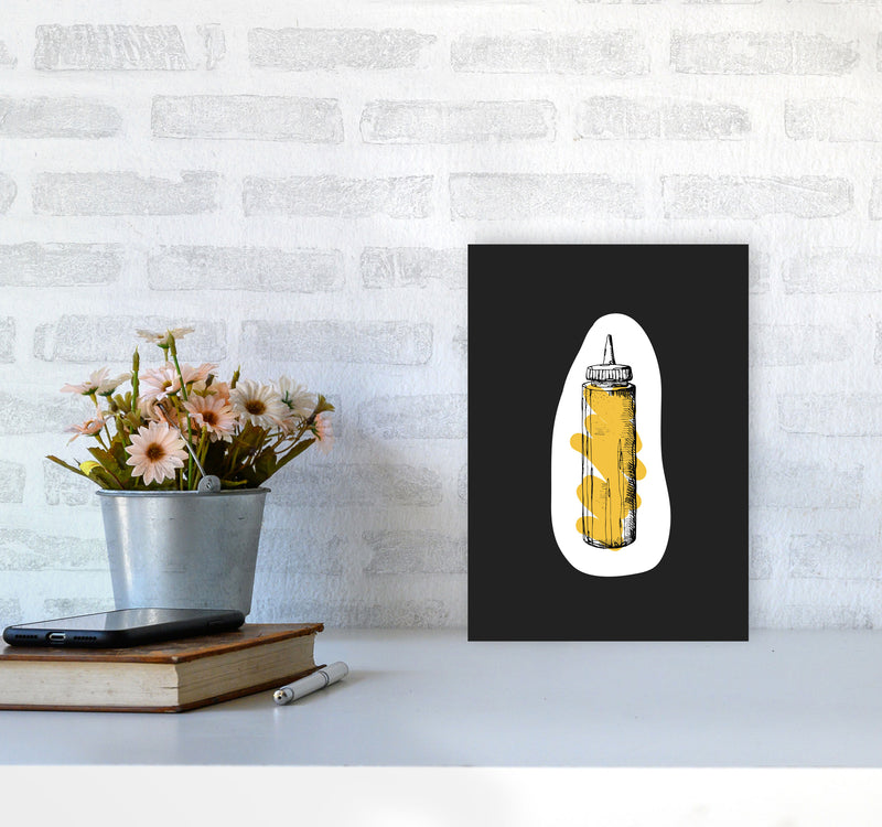 Kitchen Pop Mustard Off Black Art Print by Pixy Paper A4 Black Frame