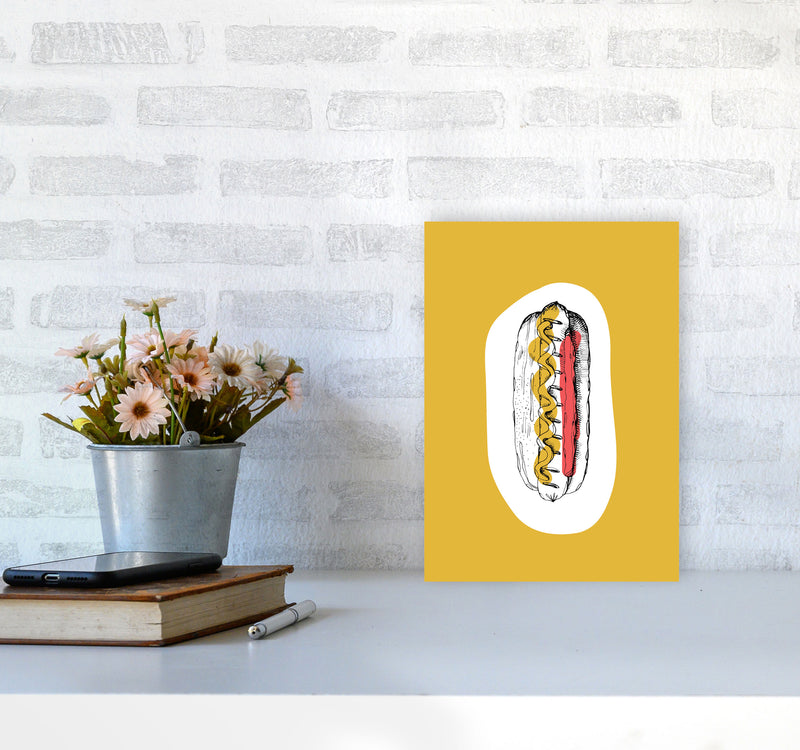 Kitchen Pop Hot Dog Mustard Art Print by Pixy Paper A4 Black Frame