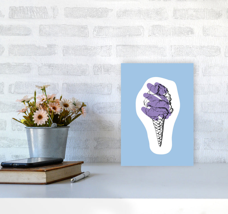 Kitchen Pop Ice Cream Blue Art Print by Pixy Paper A4 Black Frame