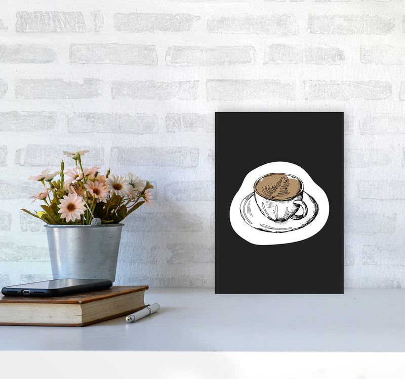 Kitchen Pop Coffee Off Black Art Print by Pixy Paper A4 Black Frame