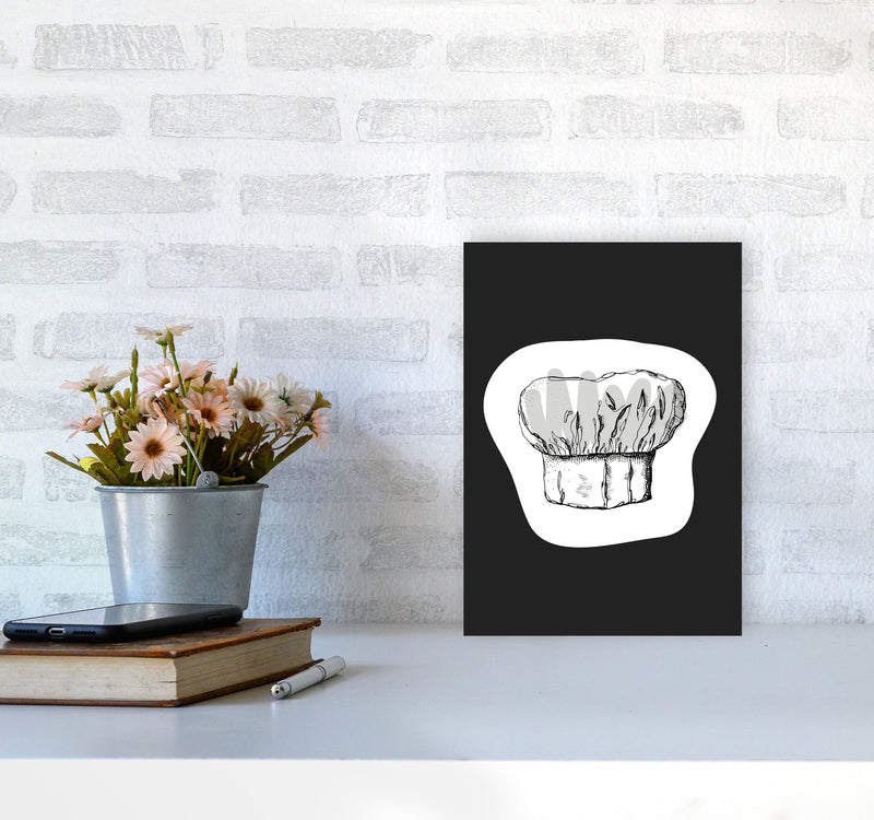 Kitchen Pop Chef's Hat Off Black Art Print by Pixy Paper A4 Black Frame
