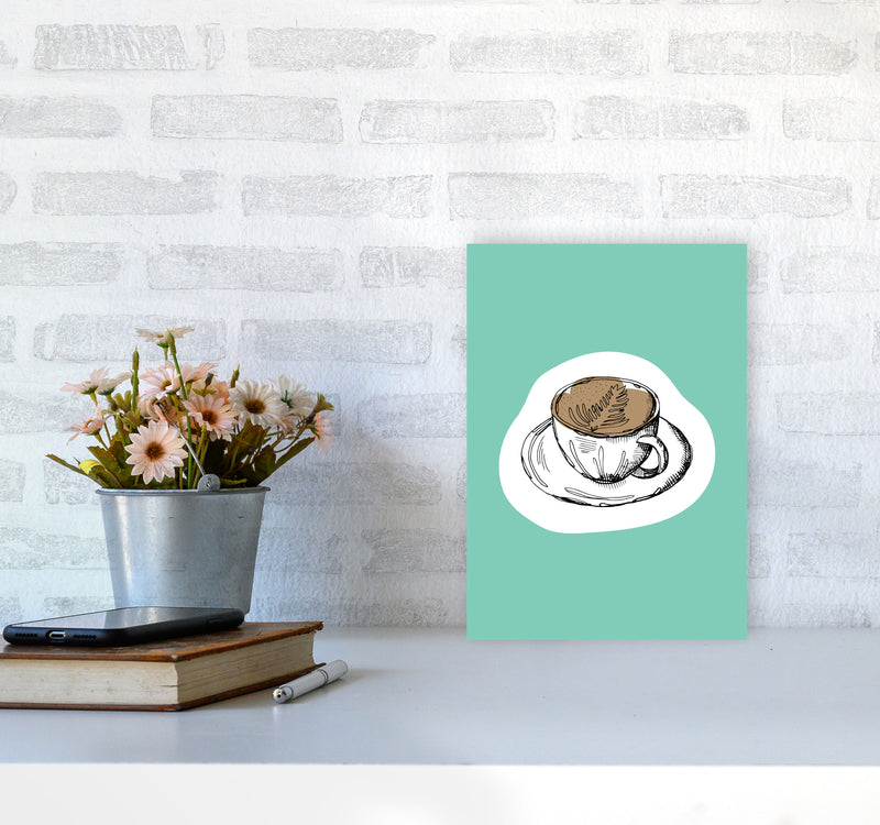 Kitchen Pop Coffee Mint Art Print by Pixy Paper A4 Black Frame