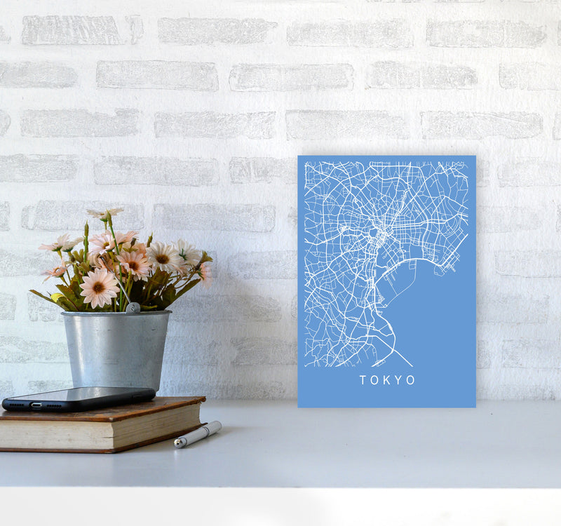 Tokyo Map Blueprint Art Print by Pixy Paper A4 Black Frame