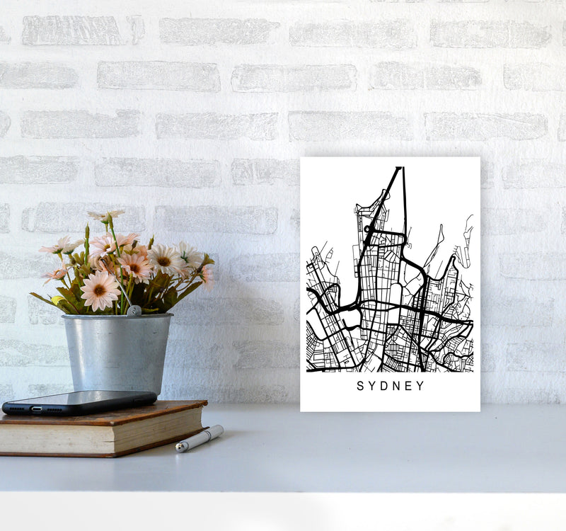 Sydney Map Art Print by Pixy Paper A4 Black Frame