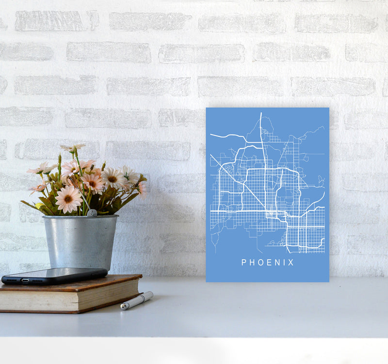 Phoenix Map Blueprint Art Print by Pixy Paper A4 Black Frame