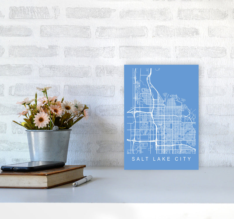 Salt Lake City Map Blueprint Art Print by Pixy Paper A4 Black Frame
