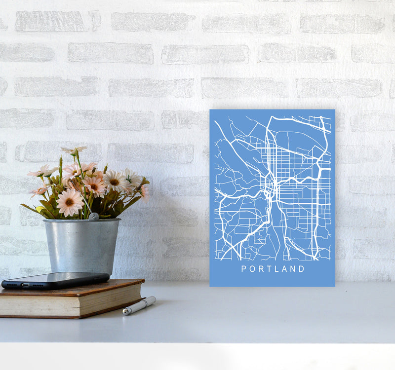 Portland Map Blueprint Art Print by Pixy Paper A4 Black Frame