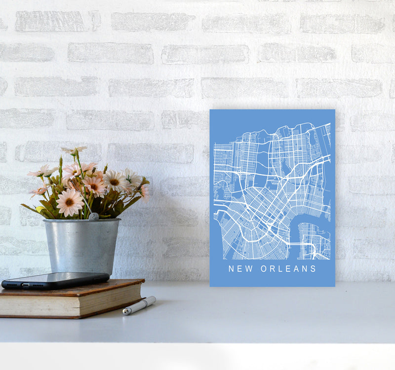 New Orleans Map Blueprint Art Print by Pixy Paper A4 Black Frame