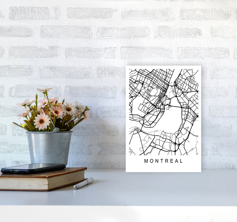 Montreal Map Art Print by Pixy Paper A4 Black Frame