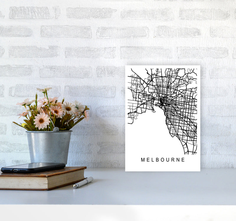 Melbourne Map Art Print by Pixy Paper A4 Black Frame
