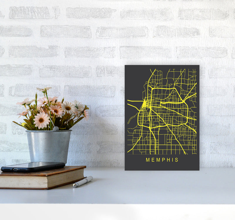 Memphis Map Neon Art Print by Pixy Paper A4 Black Frame