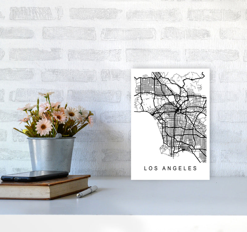Los Angeles Map Art Print by Pixy Paper A4 Black Frame